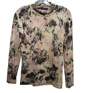 St. John Collection Women Pink Cream Floral Wool abstract blouse Top Size Small
